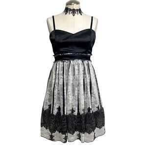 Gothic Lolita Lace Satin Dark Coquette Ruffle Baby Doll Sweetheart Mini Dress M